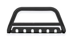 Load image into Gallery viewer, A black metal front bumper bull bar with a horizontal crossbar and mounting slots, shown on a plain white background.