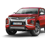 Load image into Gallery viewer, A red Mitsubishi L200 pickup truck shown from a front three-quarter angle on a clean white studio background. The front bar Steeler