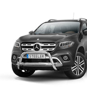 Black Mercedes-Benz pickup truck with Steeler Medium A-bar