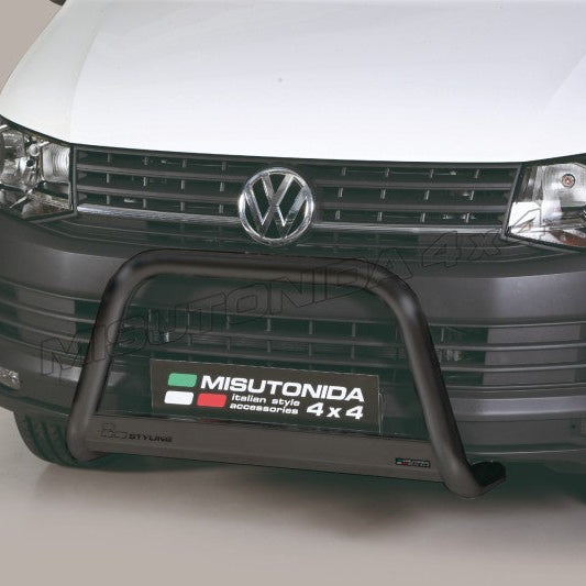 Volkswagen vehicle front with a black bumper guard featuring 'Mibutonida 4x4' branding.
