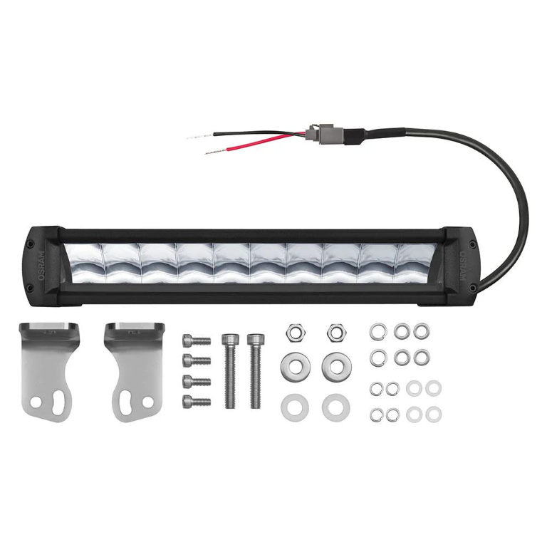 LED light bar kit with mounting hardware on a white background