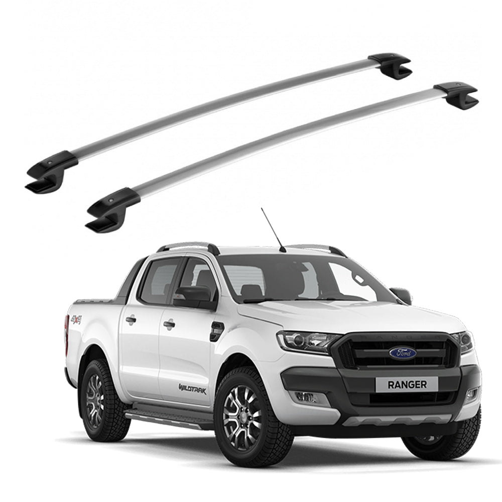 Ford Ranger 2012-2022 Wildtrak Silver Cross Bars for Roof Rails – 4x4 Bitz