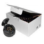 Load image into Gallery viewer, A 7-pin plug for a pickup truck towing electrics, displayed alongside its packaging box.