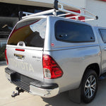 Load image into Gallery viewer, Toyota Hilux Sammitr V2 Steel Canopy in Red Metallic 3T6 with sliding glass and roof rails