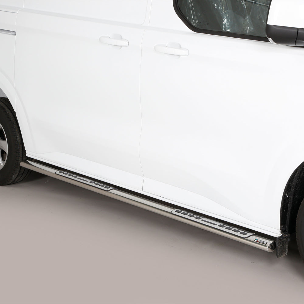 Ford Transit Custom 2023- SWB Polished Side Bars with Side Steps