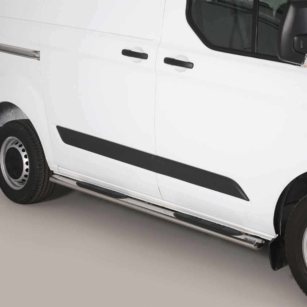 Ford Transit Custom 2012-2023 SWB Polished Side Bars with Steps