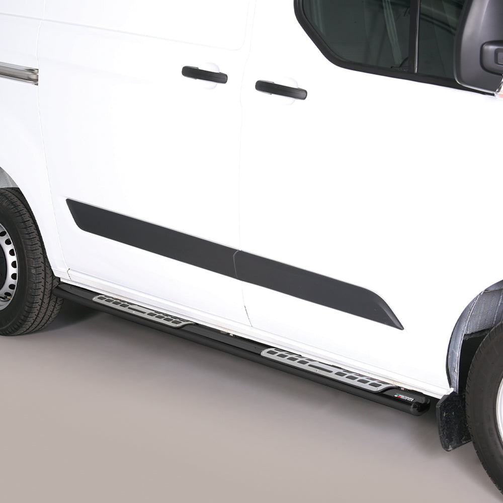 Ford Transit Custom 2012-2023 SWB Black Coated Side Bars with Side Steps