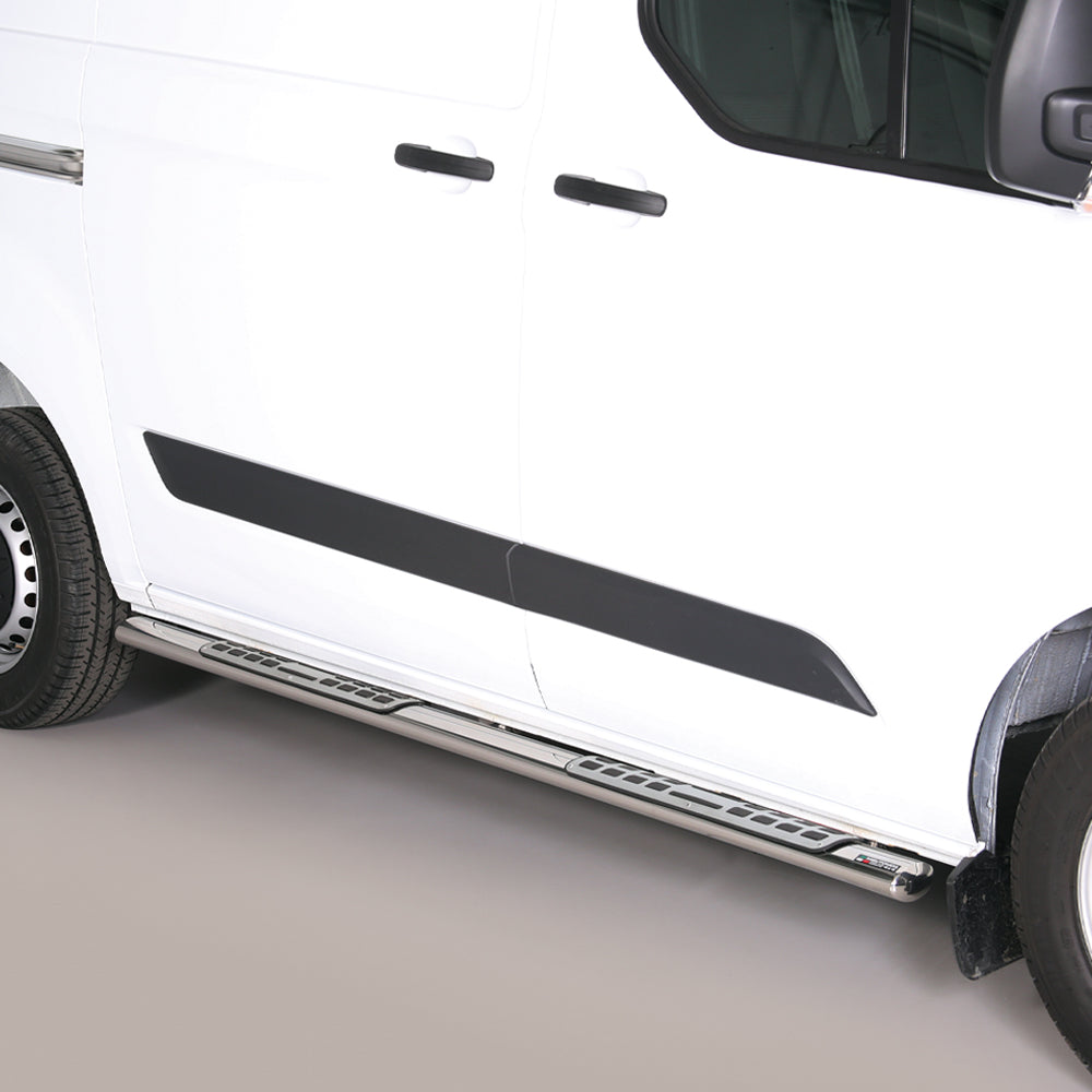 Ford Transit Custom 2012-2023 SWB Polished Side Bars with Side Steps