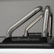Chrome roll bar with 'UpStoneEvolve' branding on a  truck.